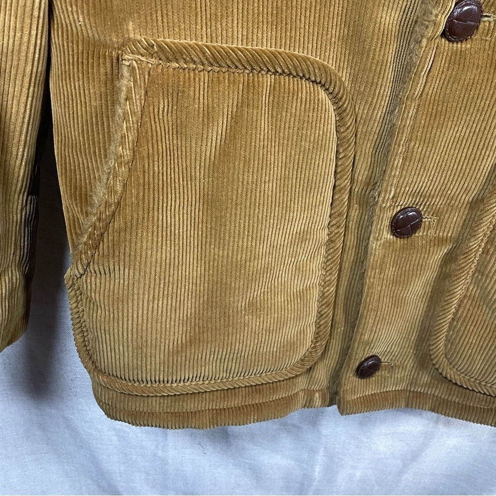 Vintage 70s Corduroy Faux Fur Sherpa Lined Towncraft Rancher Coat Jacket - Picture 13 of 16